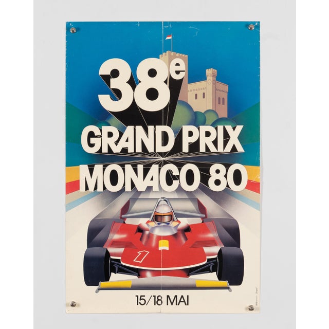 Grand Prix Monaco 38E Original Motorsport Poster by J. Grognet, 1980 For Sale - Image 3 of 9