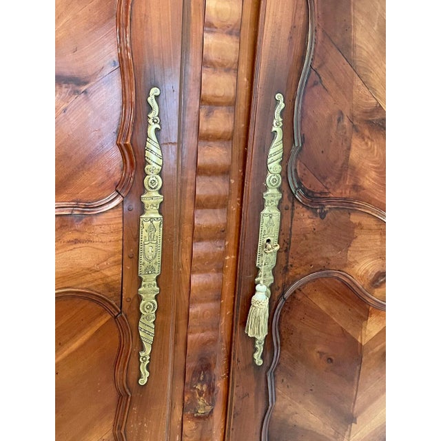 Brown 18th Century French Louis XV Cherry “Chevron” Armoire For Sale - Image 8 of 11