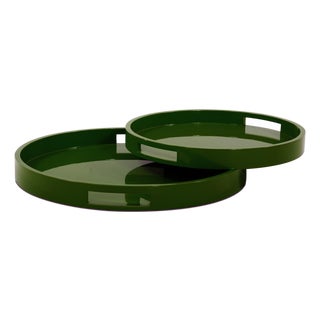 Saint Tropez Round Tray Set of 2 - Wild Green For Sale