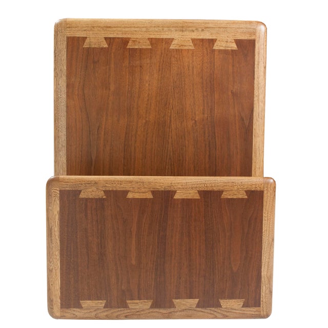 1950s Single Lane Acclaim Walnut Two-Tier Side Table by Andre Bus For Sale - Image 9 of 18