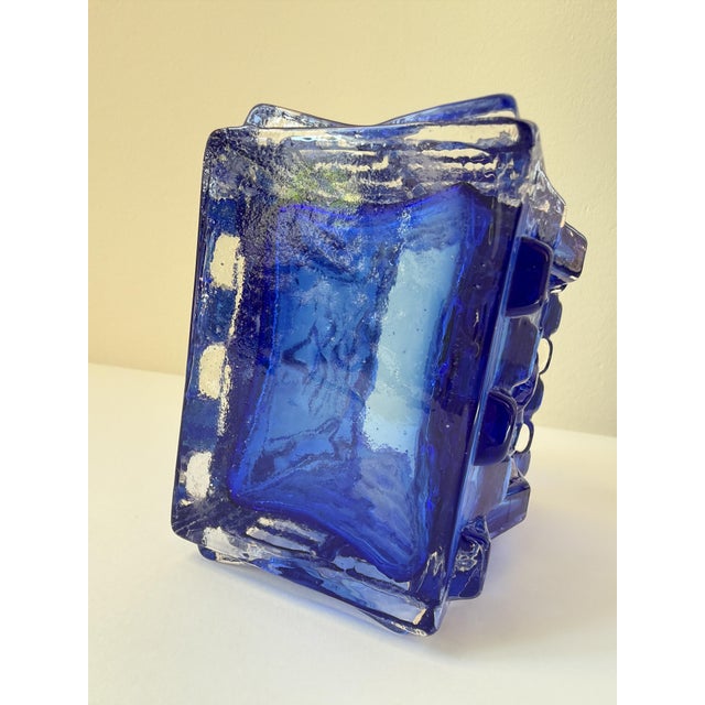 Cobalt Blue Pressed Glass Vase by Josef Schott for Smålandshyttan, Sweden, 1960s For Sale - Image 16 of 18