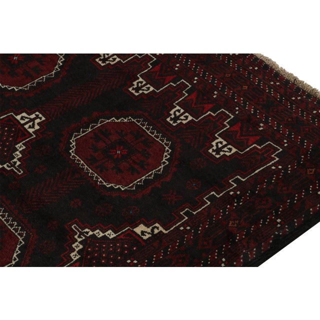 Rug & Kilim’s Baluch Tribal Rug in Burgundy With Geometric Patterns For Sale In New York - Image 6 of 8