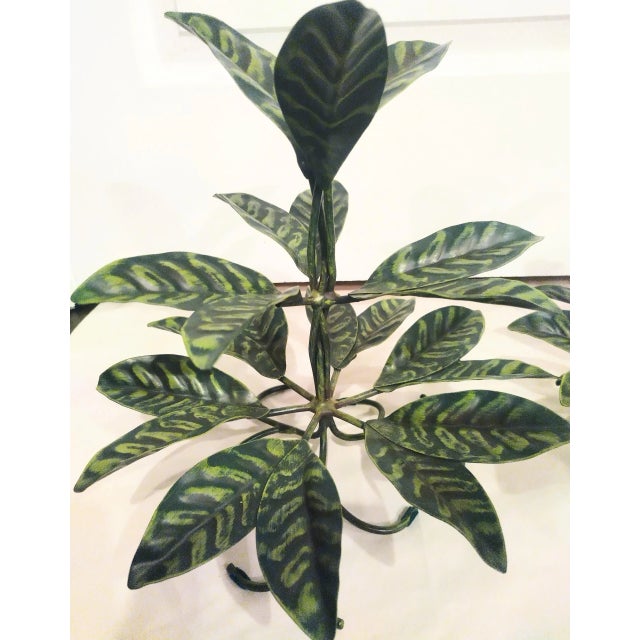 Traditional Rare Vintage Metal Tole Decorative Leaf Appetizer Holder Room Decor- a Pair For Sale - Image 3 of 7