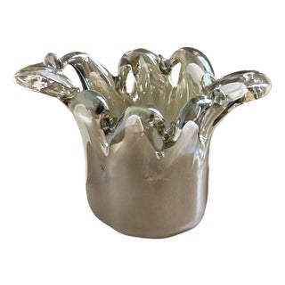 Late-20th Century Murano, Italy Free Form Art Glass Vase / Bowl For Sale