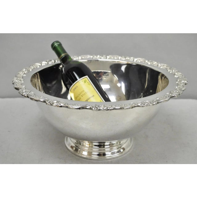Vintage Oneida Victorian Silver Plated Large Punch Bowl Champagne Chiller Ice Bucket. Circa Mid 20th Century....