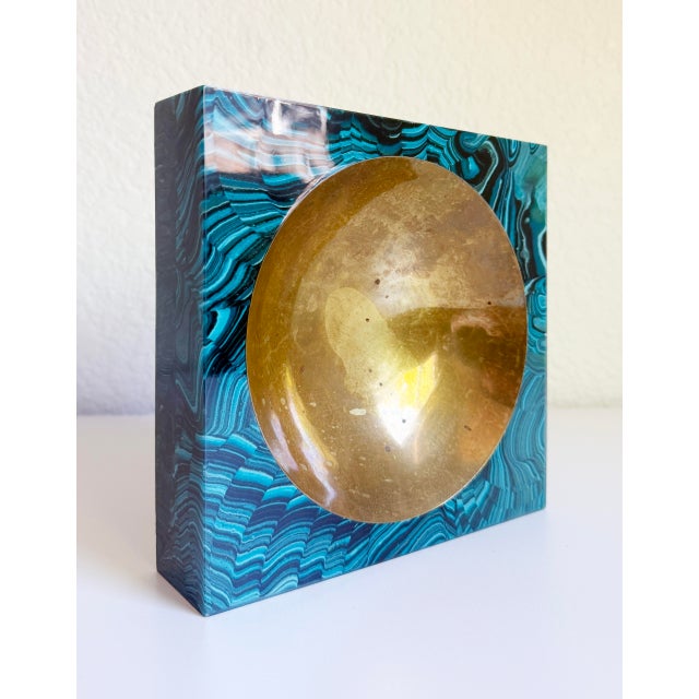 Aldo Tura Vide Poche, Brass & Faux Malachite, Italy 1960s, Attributed For Sale - Image 11 of 16