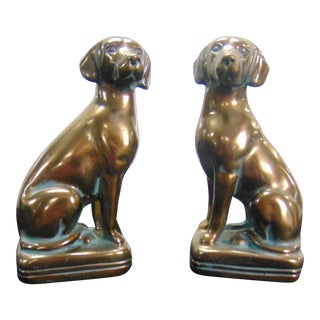 Figural Bronze Dog Bookends - a Pair For Sale