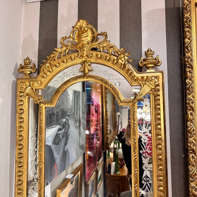 Napoleon III Carved and Gilded Wood Wall Mirror, France, 1880s For Sale - Image 10 of 18