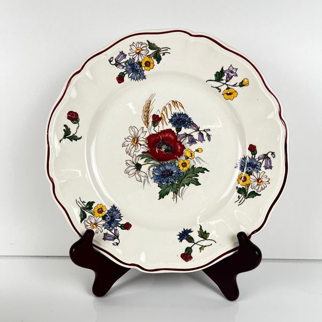 1980s Vintage Agreste Dinner Plates from Sarreguemines, 1970s, Set of 8 For Sale - Image 5 of 12