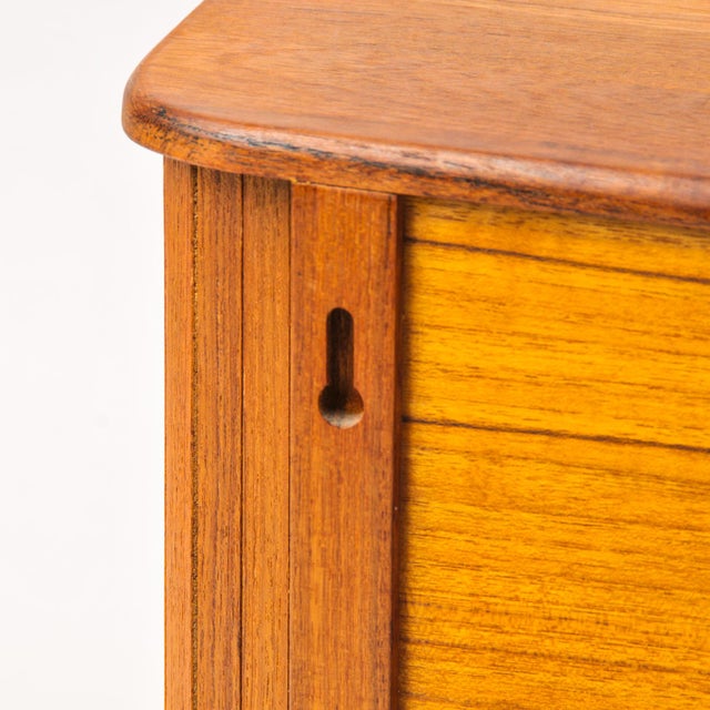 Vintage MCM Teak Wall Cabinet Kalmar Small Tambour Sliding Door Shelf Made in Thailand For Sale - Image 10 of 13