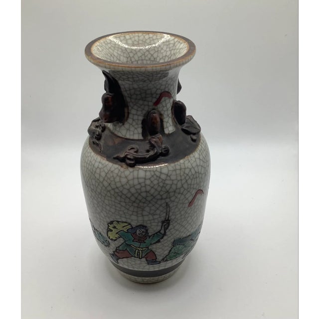 Vintage Chinese Nanking Crackle Baluster Warrior Vase For Sale - Image 10 of 10