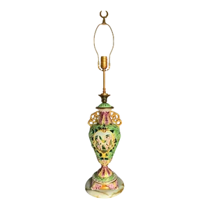 Mid-Century Capodimonte Reticulated Porcelain Cherub Table Lamp