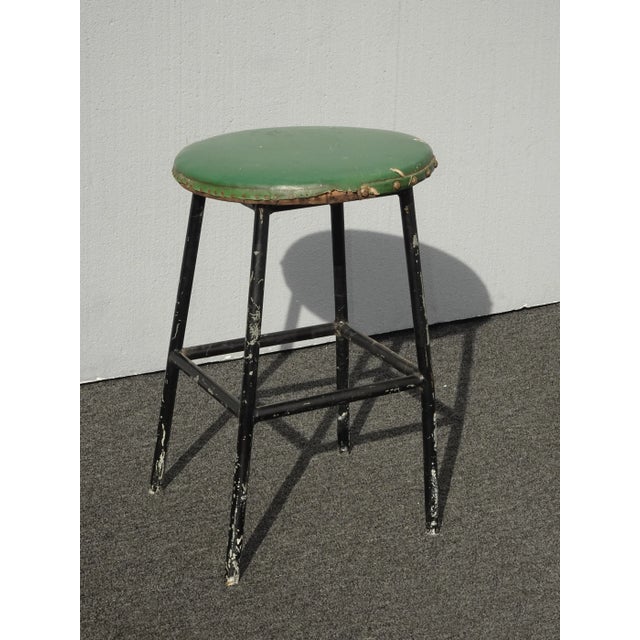 Vintage French Country Farmhouse Chic Rustic Green Stool For Sale - Image 13 of 13