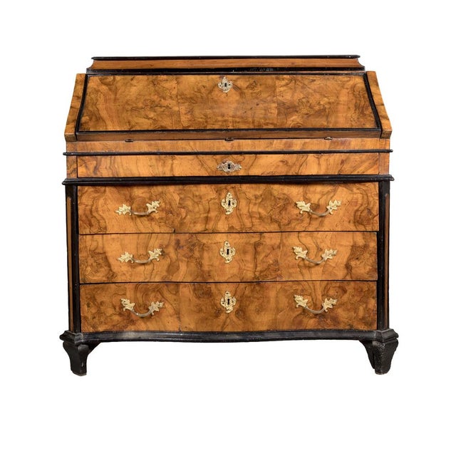 Lombard Drop-Leaf Cabinet in in Walnut Root Veneer with Ebonized Profiles, 18th Century For Sale - Image 11 of 11