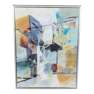 Framed Abstract Modern Art Painting With Mixed Colors For Sale