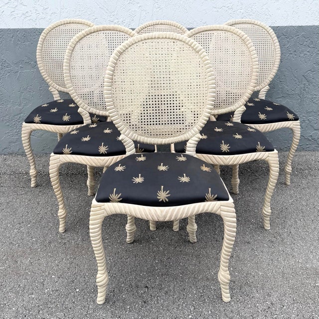 French Provincial Vintage French Provincial Carved Wood Cane Back Dining Chairs - Set of 6 For Sale - Image 3 of 12