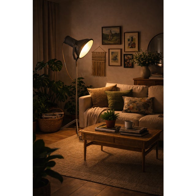 Vintage Industrial Medical Floor Lamp on Tripod Stand, 1940 For Sale - Image 4 of 7