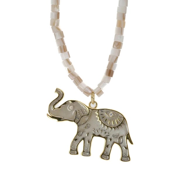 Silver Luck & Prosperity Elephant White Pearl Choker Necklace For Sale - Image 8 of 8