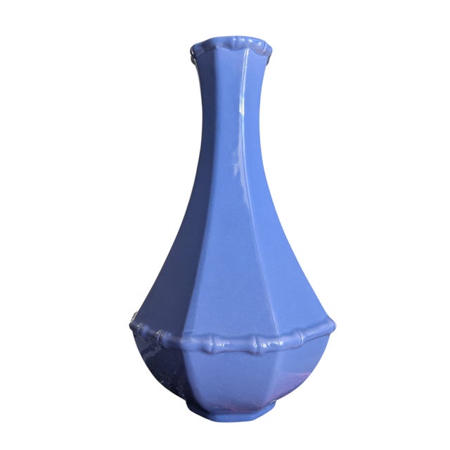 Contemporary Jonathan Adler Purple Ceramic Faux Bamboo Vase For Sale - Image 3 of 9