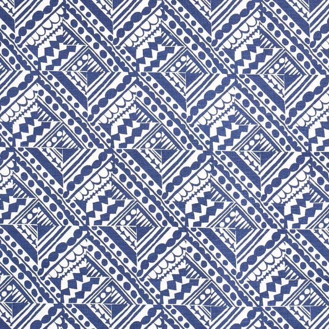 SAMPLE - Schumacher X Drusus Tabor Topsy Turvy Fabric In Navy For Sale