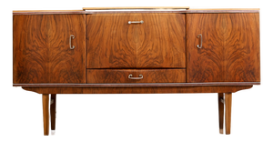 1960s Walnut Liquor Cabinet Credenza by Beautility of London