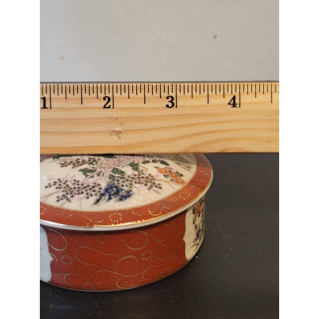 Vintage Satsuma Style Round, Porcelain Lidded Box For Sale - Image 11 of 14