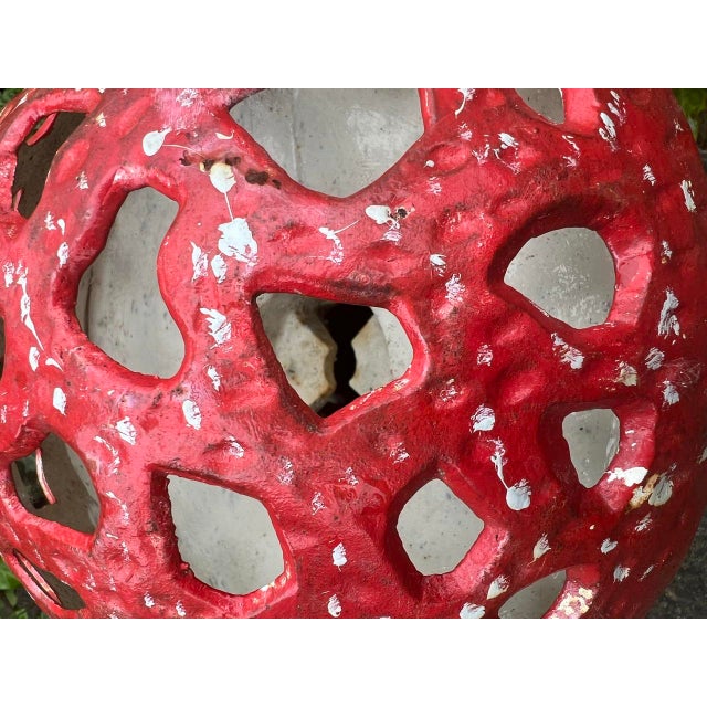 Vintage Cast Iron Mushroom Candle Garden Lantern For Sale - Image 7 of 9