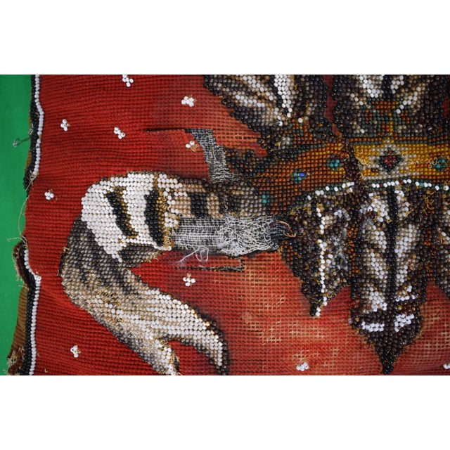 Red A Victorian Beadwork and Grosspoint Pillow, English, Circa 1860 Provenance: The Susie Hilfiger Collection For Sale - Image 8 of 9