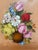 Italian post-war artist R. Rosini original, beautiful framed painting from the “Flowers” series, #47. This mid-century...