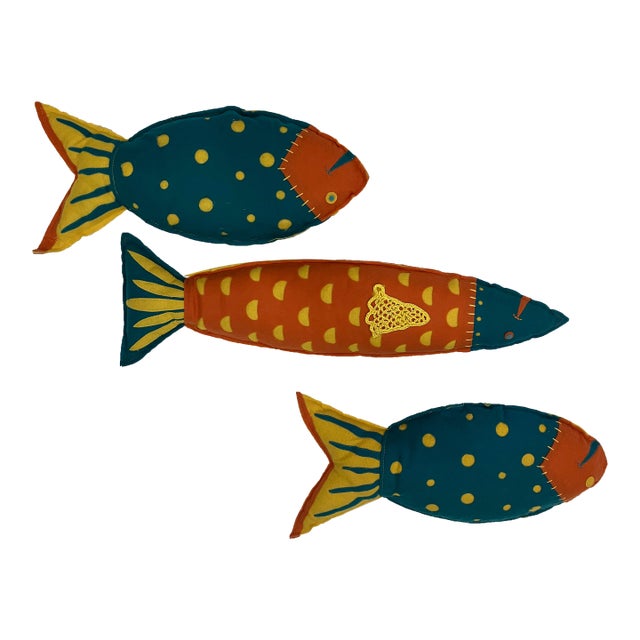 1990s Set of 3 Fish Pillows For Sale