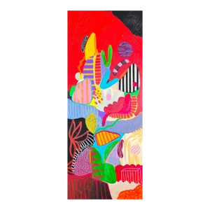 Contemporary Abstract Acrylic, Oil Pastels, Gouache on Cotton Canvas Painting "Through My Window Ii" by Daniela Marin