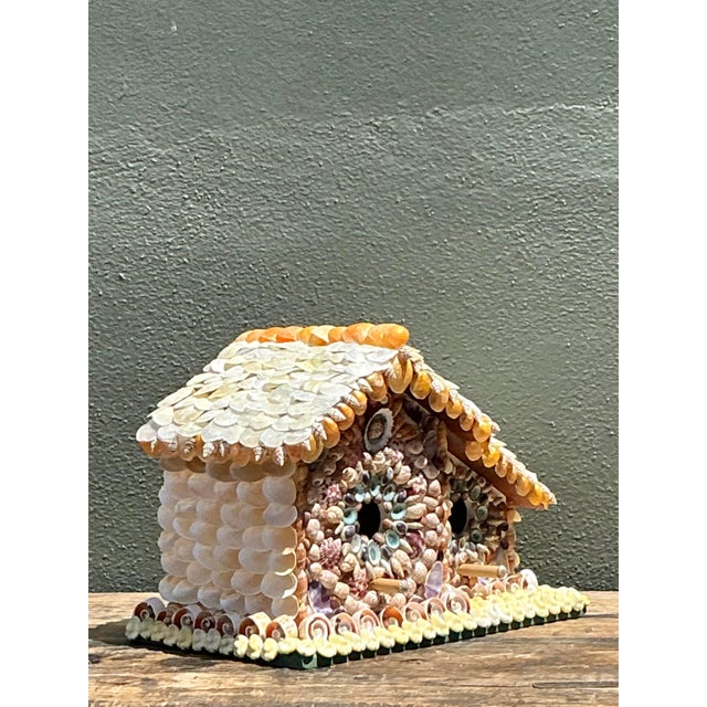 Wood Vintage Shell Encrusted Bird House For Sale - Image 7 of 12