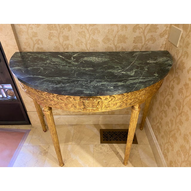 Giltwood and Marble, Burton-Ching George III Demilune Console Table For Sale - Image 4 of 7