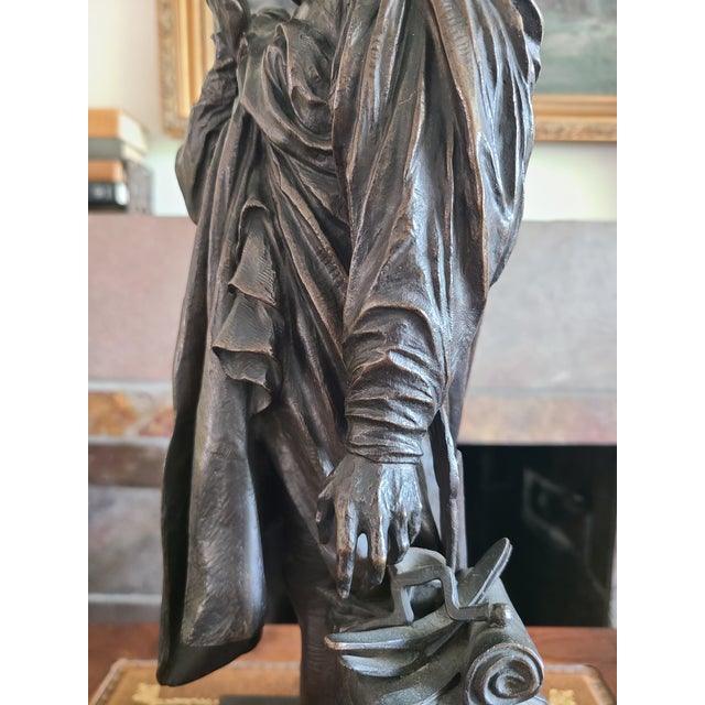 Black Pierre-Jean David Antique 19th Century Bronze Sculpture Statue of Ambroise Paré For Sale - Image 8 of 18