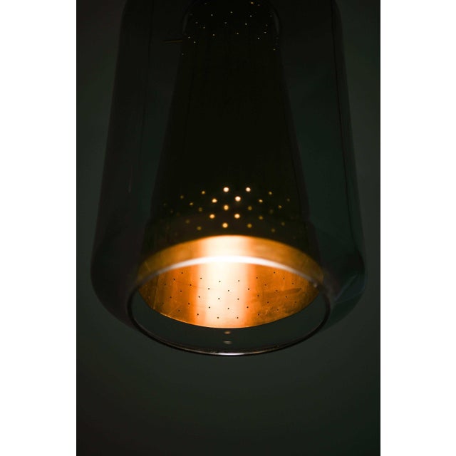 Gold Brass and Glass Ceiling Lamps, 1950s, Set of 3 For Sale - Image 8 of 10