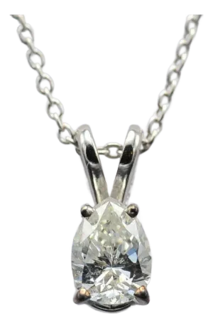 The Pereira: Simple 14 Karat White Gold and 0.41 CT Pear Diamond Necklace