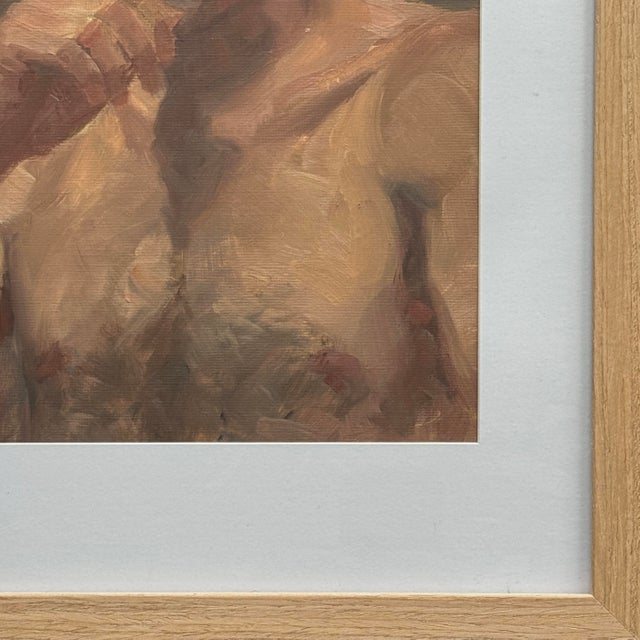 Vintage Expressionist Male Nude Figurative Study (Oil on Canvas Paper, Framed) For Sale - Image 4 of 5