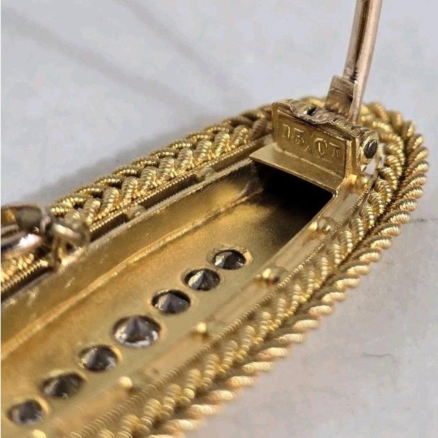 Antique Victorian Etruscan 15ct Gold Seven-Stone Mine Cut Diamond Bar Brooch For Sale - Image 9 of 15