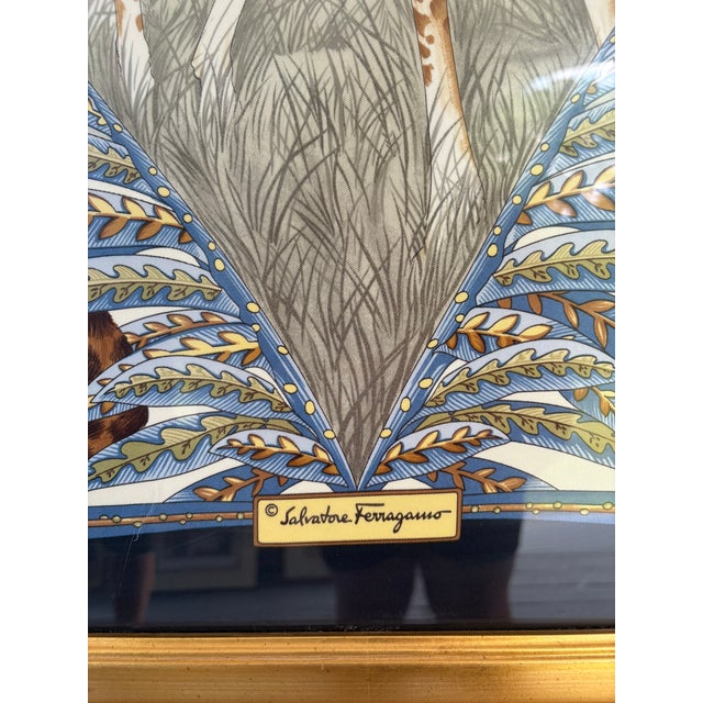 Framed Salvatore Ferragamo Vintage Safari Silk Scarf, Circa 1990s For Sale In Portland, ME - Image 6 of 7