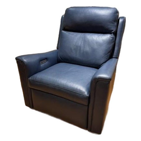Hancock & Moore Navy Leather Power Recliner For Sale