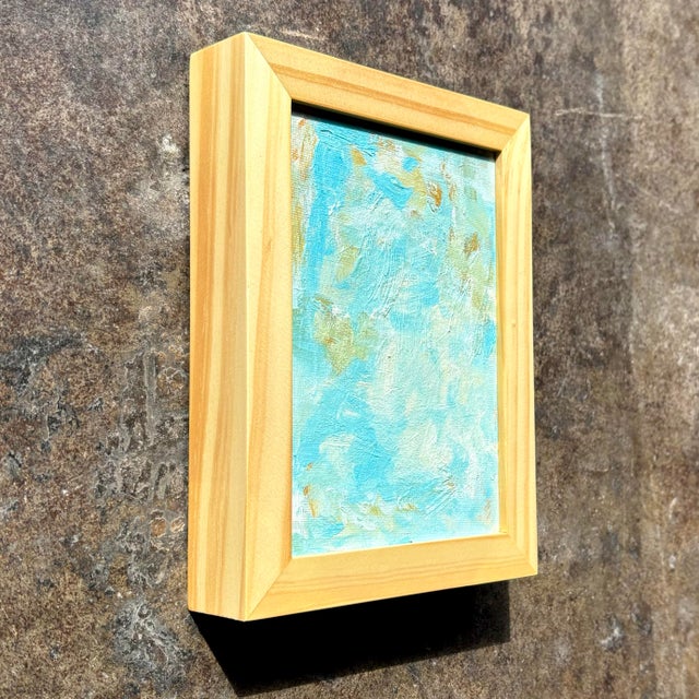 Late 20th Century Vintage Boho Minuarture Abstract Painting in Wooden Frame For Sale - Image 5 of 8