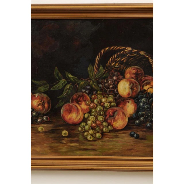 Mid 19th Century American School Still Life of Peaches and Grapes Oil Painting, Framed For Sale - Image 9 of 13