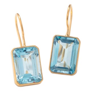 Brazilian Blue Topaz Earrings For Sale