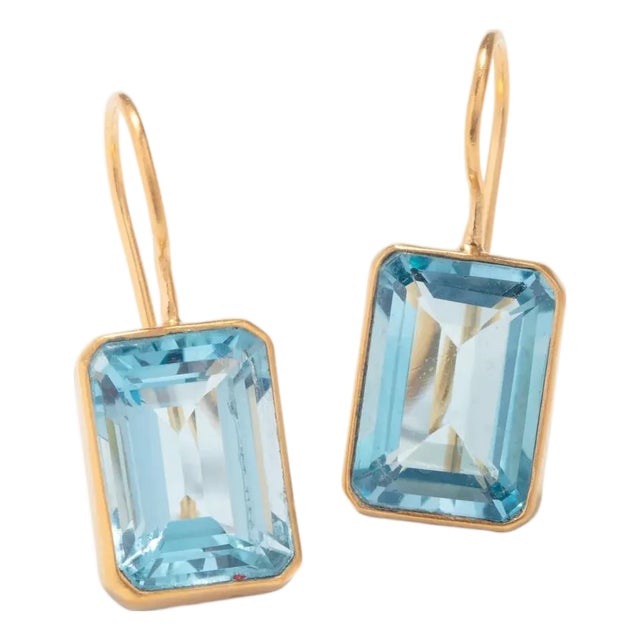 Brazilian Blue Topaz Earrings For Sale