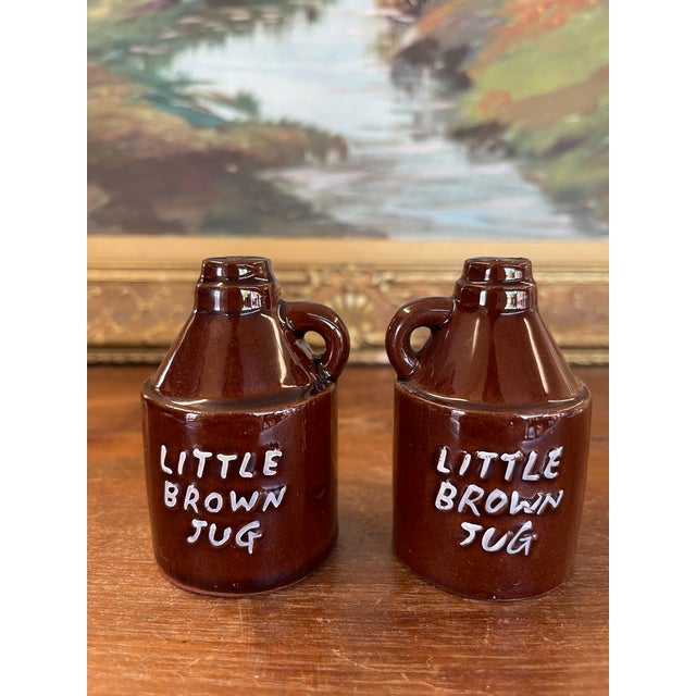 Mid 20th Century Ceramic "Little Brown Jug" Salt and Pepper Shakers - Japan For Sale - Image 4 of 8