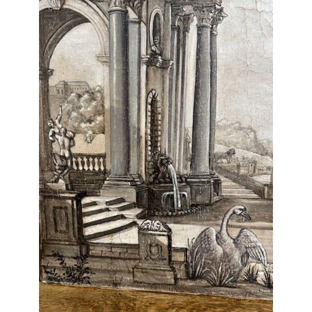 Traditional Pair of 19th Century Italian Black and White Oil Painting For Sale - Image 3 of 7