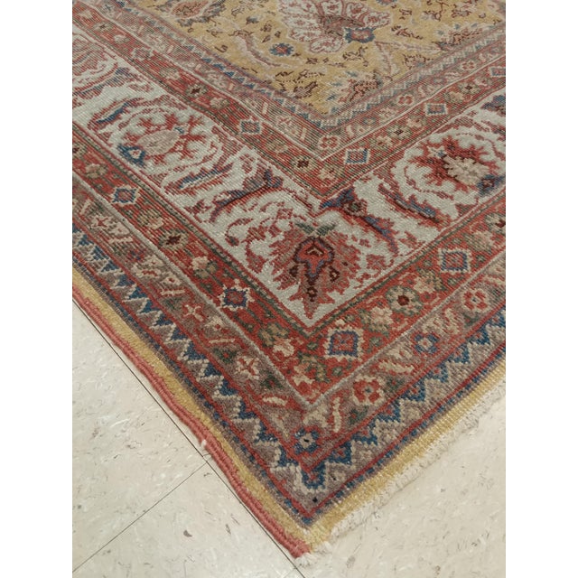 Antique Persian Sultanabad Carpet Handmade Soft Yellow Ground All Over Design For Sale - Image 4 of 16