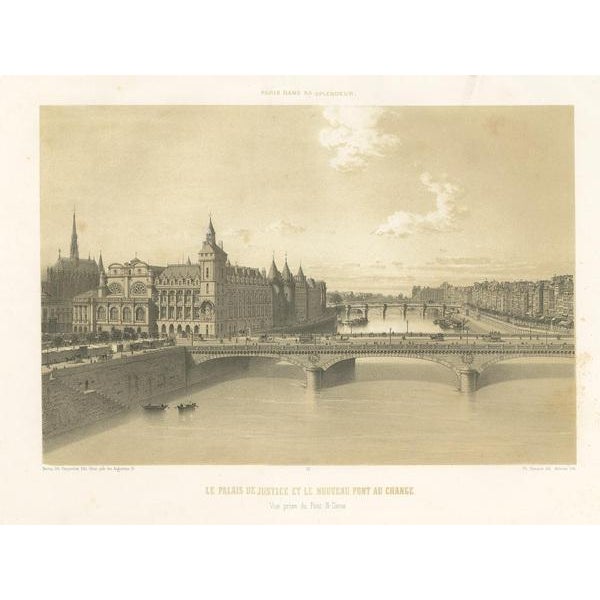 Benoist, The Pont Au Change and Palace of Justice, 1861, Print For Sale - Image 4 of 5