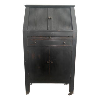 Mid-Century Hamilton Mfg. Co. Roll-Front Cabinet With Horizontal Tambour Doors For Sale