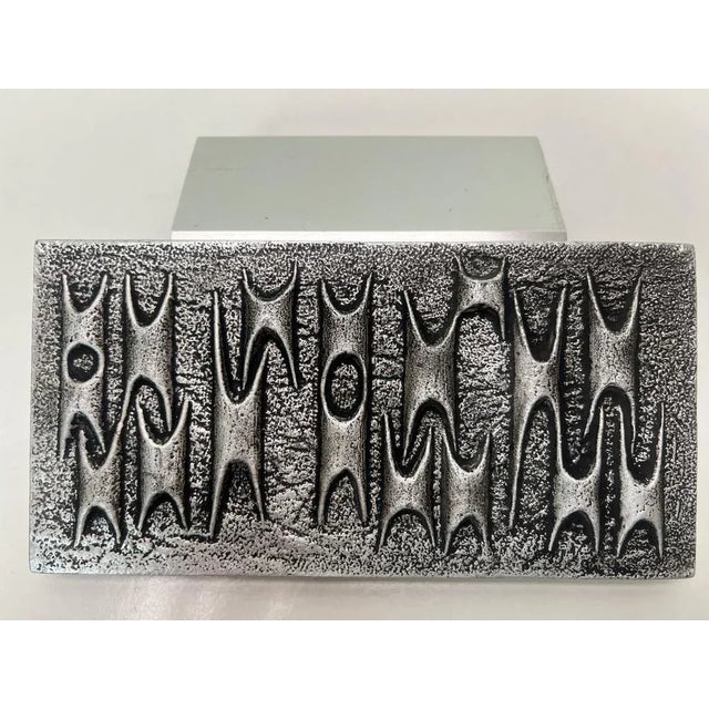 Brutalist Metal Door Handle with Relief Pattern, 1970s For Sale - Image 12 of 12